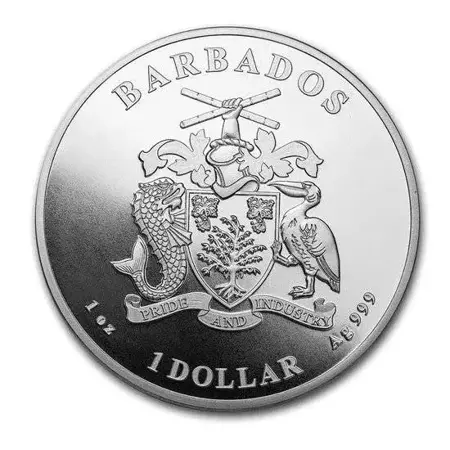 Srebrna Moneta Barbados - Konik Morski 1 uncja 24h