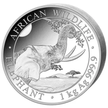 Srebrna Moneta Somalijski Słoń 1000g (1kg) 24h